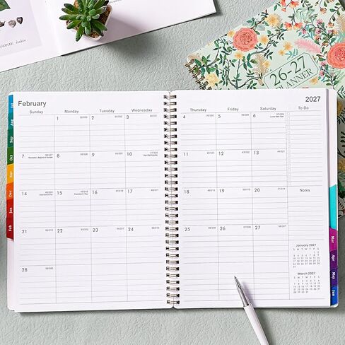 Planner 2026-2027 - Academic Planner, 9" x 11", Jul. 2026 - Jun. 2027, 2026-2027 Planner Weekly and Monthly with Colorful Tabs, Strong Twin-wire Binding, Back Pocket - Floral in Saudi Arabia