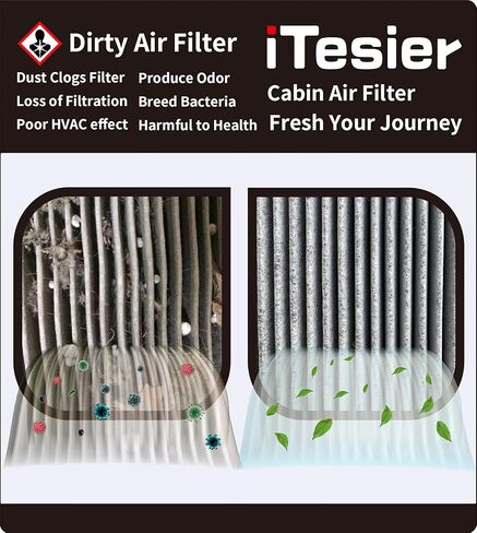 Air Filter for Model X Hepa Air Filter (2016 2017 2018 2019 2020 2021), Frunk Air Intake Filter, Replaces 1045566-00-H,1045566-00-G, 104556600H Cabin Air Filter with Activated Charcoal in Kuwait