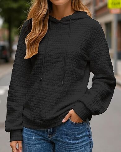Womens Long Sleeve Sweatshirts Casual Comfy Waffle Pullover Tops in Saudi Arabia