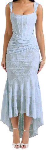 Women's Sexy U-Neck Camisole Dress with Fishbone Wrapped Buttocks and Fish Tail Long Skirt Dress in Kuwait
