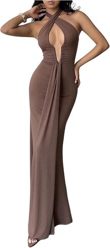 Verdusa Women's Crisscross Cut Out Maxi Date Night Dress Tie Backless Slimming Dress Festival Outfits in Saudi Arabia