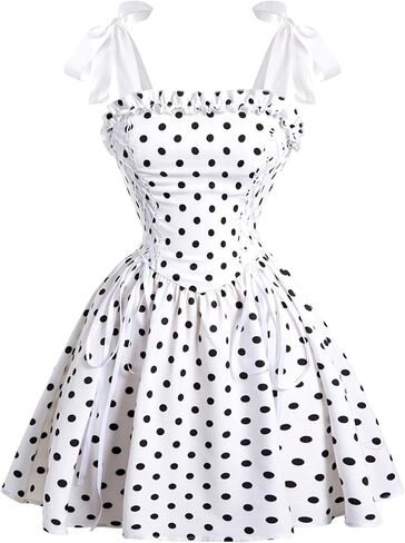 Milumia Women's Floral Tie Shoulder Cami Dress Lace Up Side Vintage Flared Short Dresses in Kuwait