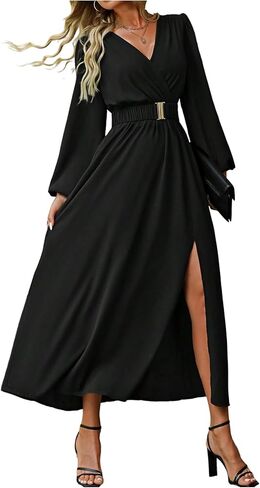 Spring Long Sleeve Formal Dresses 2026 Gowns Evening Party Cocktail Dress Elegant Split Wrap Ruffle Wedding Guest Dresses in Kuwait