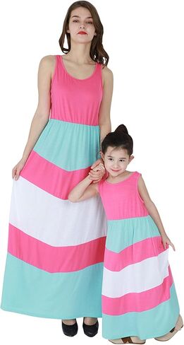 GORIFE Floral Matching Mommy and Me Dresses Beach Matching Casual Printed Stylish Clothing Outfits with Plus Size in Saudi Arabia