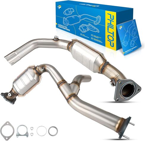 مجموعة المحول الحفاز PHILTOP متوافقة مع شيفروليه، GMC 2007-2008 Silverado/Sierra/Suburban 1500، Tahoe/Avalanche/Yukon/Yukon XL 1500 4.3/4.8/5.3/6.0L OE 50469، 645459 EPA Compliant in Saudi Arabia