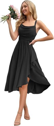 Women's Short Bridesmaid Dresses 2026 with Slit Formal Party Gowns A Line Wedding Guest Dress PUS077 in Saudi Arabia