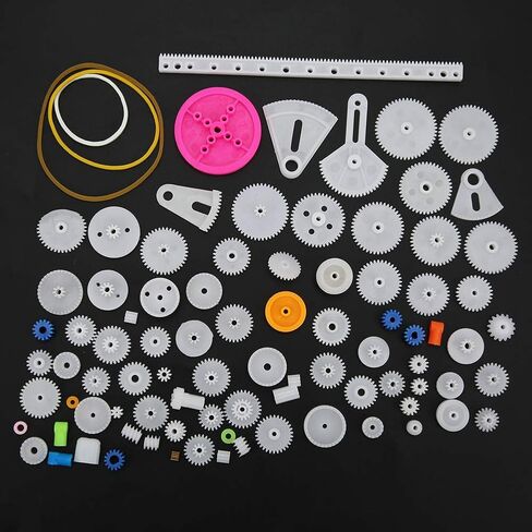 Kikumi Access85pcs Plastic Gear Shaft Pulley Shaft Lever Set Ories Plastic Straight Thread 15×10×1 85Pcs in Kuwait