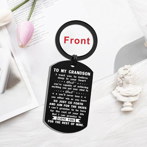 Grandson Gifts for Birthday Graduation Valentines Fathers Day, Teen Boy Keychain from Grandma Grandpa, Metal Engraved in Kuwait