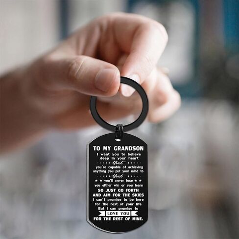 Grandson Gifts for Birthday Graduation Valentines Fathers Day, Teen Boy Keychain from Grandma Grandpa, Metal Engraved in Kuwait