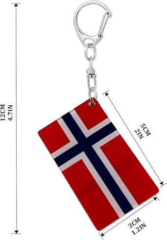 Norway Flag Keychain - Double Sided Acrylic D Shape Chains Norwegian Flags Key Chains Men and Women Style Car Key chain Gifts Decoration (3 Pcs) in Kuwait