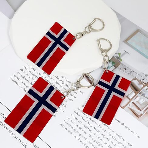 Norway Flag Keychain - Double Sided Acrylic D Shape Chains Norwegian Flags Key Chains Men and Women Style Car Key chain Gifts Decoration (3 Pcs) in Kuwait