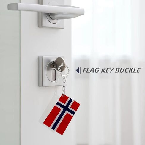 Norway Flag Keychain - Double Sided Acrylic D Shape Chains Norwegian Flags Key Chains Men and Women Style Car Key chain Gifts Decoration (3 Pcs) in Kuwait