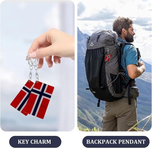 Norway Flag Keychain - Double Sided Acrylic D Shape Chains Norwegian Flags Key Chains Men and Women Style Car Key chain Gifts Decoration (3 Pcs) in Kuwait
