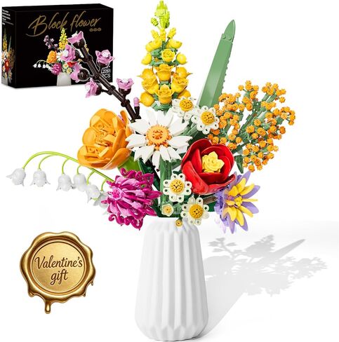 مجموعة بناء زهور الأوركيد للبالغين، 986 قطعة من مجموعة بونساي النباتية الصفراء والبيضاء مع مزهرية، لعبة باقة صناعية للأطفال والنساء، مجموعة نباتية هدية ديكور المنزل لعيد الحب، عيد الميلاد in Kuwait