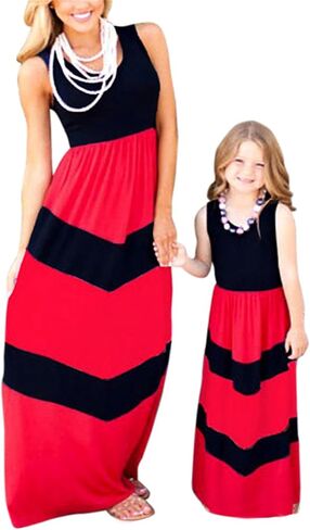 فساتين GORIFE المتطابقة مع زهور Mommy and Me للشاطئ، ملابس كاجوال مطبوعة وأنيقة بمقاس كبير in Kuwait