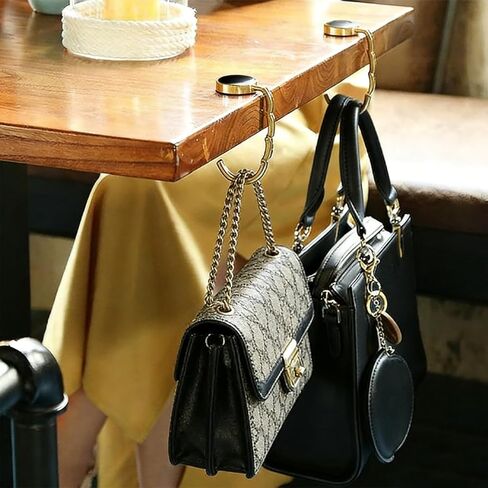 1PCS Metal Purse Hanger Portable Folding Table Bag Hook Lightweight Anti-Slip Handbag Hanger for Daily Outdoor Use(Black) in Saudi Arabia