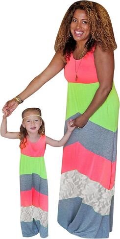 GORIFE Floral Matching Mommy and Me Dresses Beach Matching Casual Printed Stylish Clothing Outfits with Plus Size in Saudi Arabia
