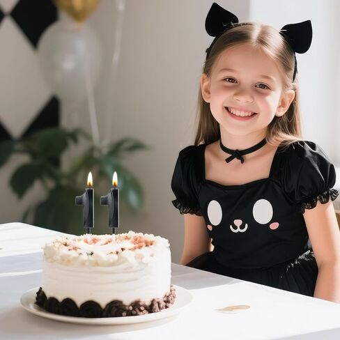 شموع عيد الميلاد الحادي عشر والأول، شمعة سوداء رقم 11 1 لامعة للكيك، زينة لتزيين كعكة عيد ميلاد سعيد من أجل لوازم حفلات الزفاف والذكرى السنوية لعيد ميلادها (أسود، 11) in Saudi Arabia