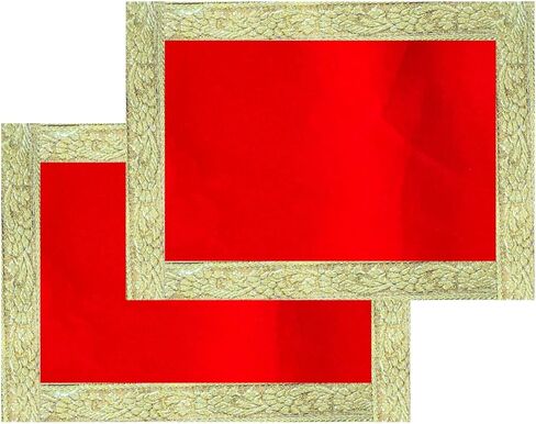 NAISHA Red Pooja Aasan Mat (Set of 2) Velvet Puja/Altar Cloth Mandir, Multipurpose Keeping Accessories of Temple, Chowki in Kuwait