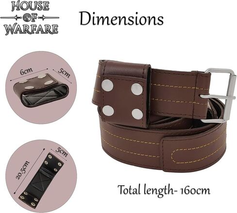 حزام جلد زيلدا من القرون الوسطى| بلدريك 63 بوصة بإبزيم حديد وخياطة معززة | حزام سيف النهضة in Kuwait