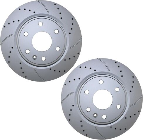 Bison Performance Pair Set of 2 Front Drilled Slotted Coated 325mm Vented 6 Lugs Brake Disc Rotors for Buick Enclave Chevrolet Traverse GMC Acadia Limited Saturn Outlook in Saudi Arabia