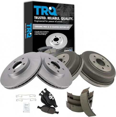 TRQ الجبهة الخلفية قسط السيراميك الفرامل وسادة الحذاء المغلفة الدوار طبل متوافق مع 2010-2013 فورد ترانزيت كونيكت in Kuwait