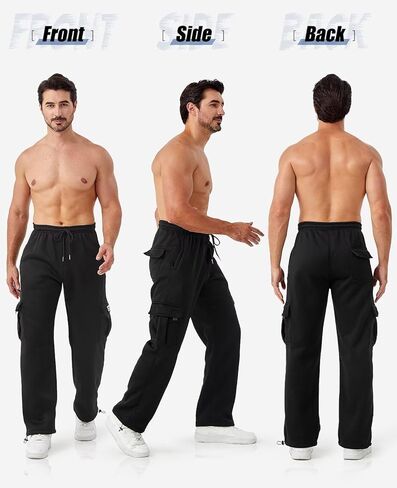 Cargo Pants for Men 3 Pack Relaxed Fit Mens Joggers with Pockets,Fleece Hiking Tactical Workout Pants Casual in Kuwait