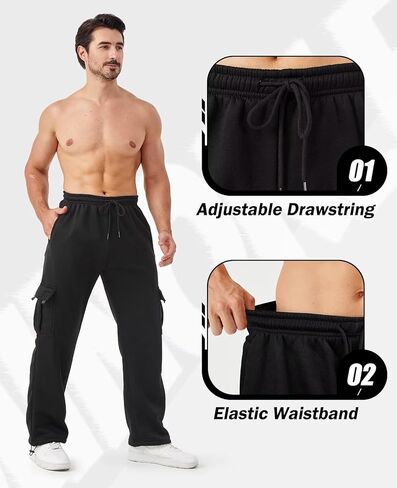 Cargo Pants for Men 3 Pack Relaxed Fit Mens Joggers with Pockets,Fleece Hiking Tactical Workout Pants Casual in Kuwait