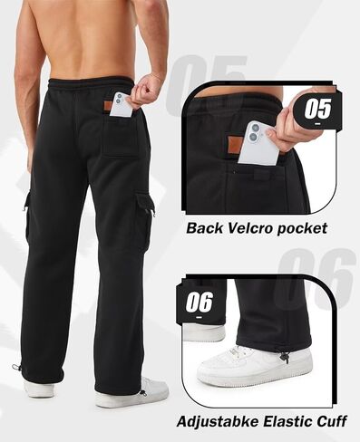 Cargo Pants for Men 3 Pack Relaxed Fit Mens Joggers with Pockets,Fleece Hiking Tactical Workout Pants Casual in Kuwait