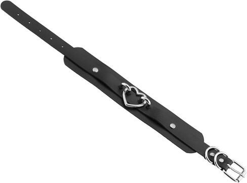 Thick Black Faux Leather Choker Collar with Heart Ring, Gothic Punk Rock Emo Necklace for Women Cosplay in Kuwait