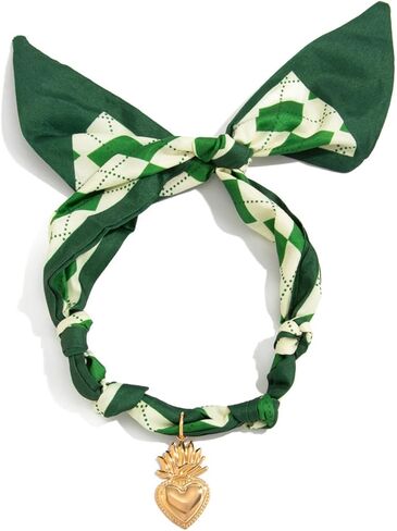 الذهب وشاح القلب الكبير قلادة للنساء، خمر مكتنزة هندسية القلب سحر القلائد، بوهو باندانا المختنق مجوهرات اكسسوارات رسمية هدية in Kuwait