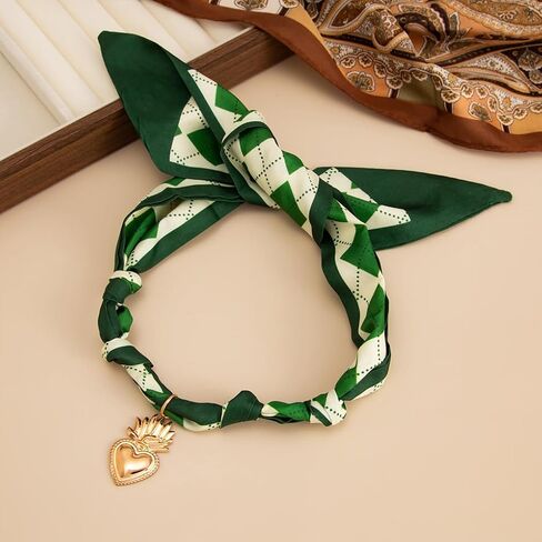 الذهب وشاح القلب الكبير قلادة للنساء، خمر مكتنزة هندسية القلب سحر القلائد، بوهو باندانا المختنق مجوهرات اكسسوارات رسمية هدية in Kuwait