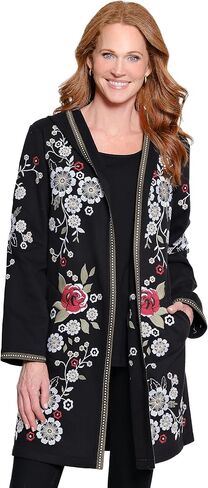 John Mark Womens Clothing | Emb Long Cardigan With Pockets Hoodie and Long Sleeves in Kuwait