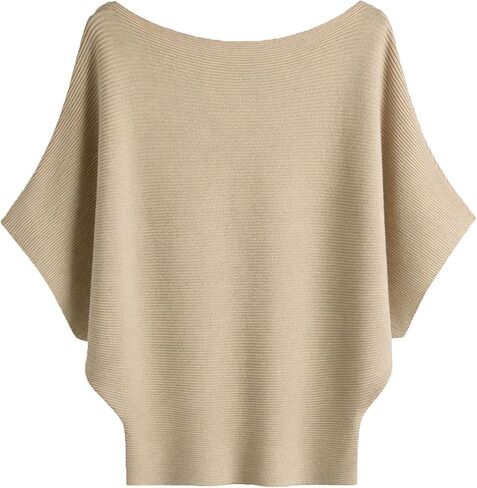 Ckikiou سترة محبوكة ناعمة بأكمام قصيرة للنساء لربيع وخريف غير رسمية واسعة برقبة قارب دولمان بلوفر علوي in Kuwait