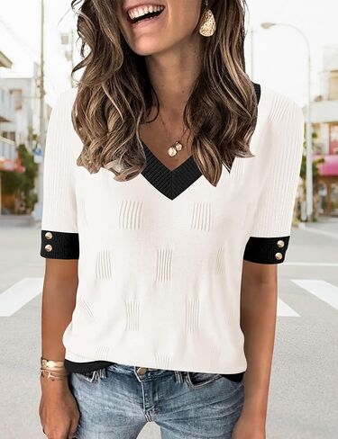 Women Short Sleeve Sweater Comfortable Fit Casual Office Wear in Saudi Arabia