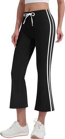 MOOSLOVER سراويل يوجا كابري مضيئة للسيدات عالية الخصر ذات شريط جانبي برباط Bootcut سراويل ضيقة مقصوصة in Saudi Arabia