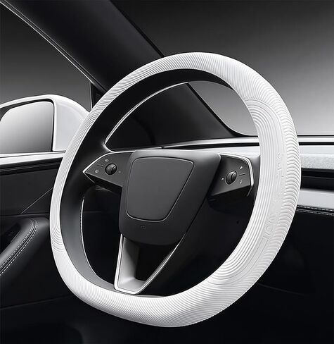 غطاء عجلة القيادة طراز Tesla 3/Y (2016-2025+) - هدايا لأصحاب Tesla، سيليكون مرن قابل للتمدد، مقبض رفيع للغاية غير قابل للانزلاق، مناسب عالمي للعجلات المستديرة/على شكل D - أسود in Kuwait
