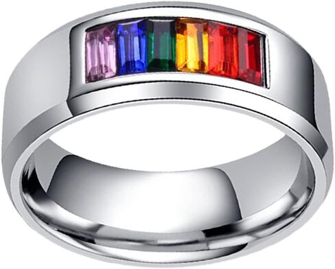 BESTYASH Eternal Rainbow Pride Ring Titanium Steel Finger Jewelry for Couples Accessory for Lgbtq Celebrations and Everyday Wear Multiple in Kuwait