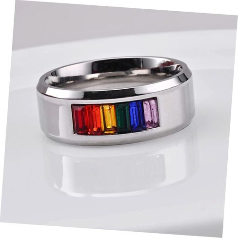 BESTYASH Eternal Rainbow Pride Ring Titanium Steel Finger Jewelry for Couples Accessory for Lgbtq Celebrations and Everyday Wear Multiple in Kuwait