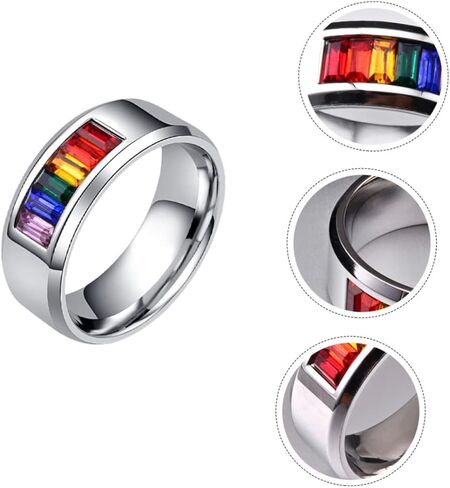 BESTYASH Eternal Rainbow Pride Ring Titanium Steel Finger Jewelry for Couples Accessory for Lgbtq Celebrations and Everyday Wear Multiple in Kuwait