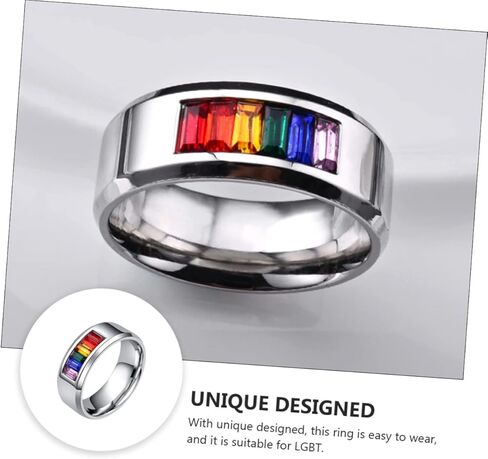 BESTYASH Eternal Rainbow Pride Ring Titanium Steel Finger Jewelry for Couples Accessory for Lgbtq Celebrations and Everyday Wear Multiple in Kuwait