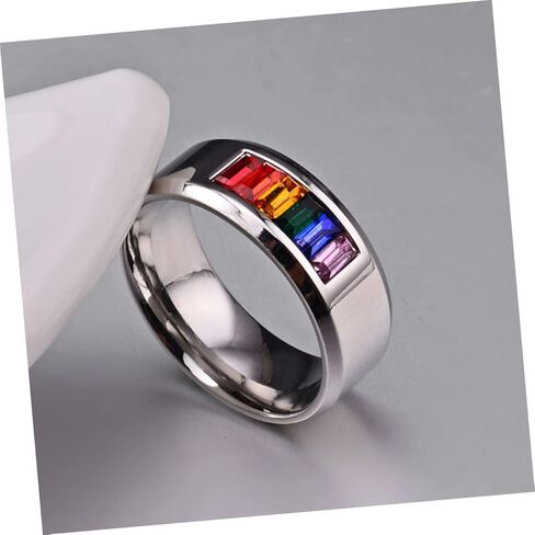 BESTYASH Eternal Rainbow Pride Ring Titanium Steel Finger Jewelry for Couples Accessory for Lgbtq Celebrations and Everyday Wear Multiple in Kuwait