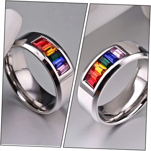 BESTYASH Eternal Rainbow Pride Ring Titanium Steel Finger Jewelry for Couples Accessory for Lgbtq Celebrations and Everyday Wear Multiple in Kuwait