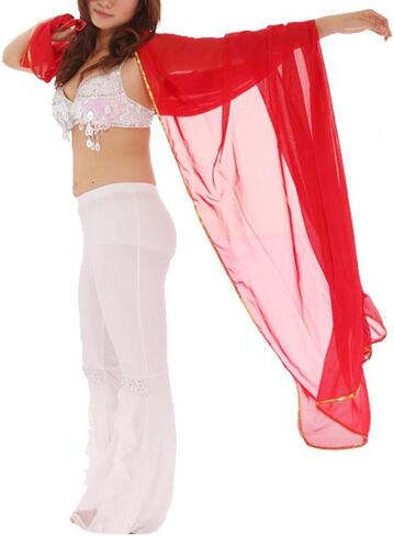BellyLady Stunning Handmade Chiffon Belly Dance Veil, For Practice-White in Saudi Arabia