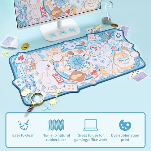 لوحة ماوس كرتونية لطيفة من YOCORE، مقاس 30 بوصة × 15.7 بوصة، قاعدة مكتب مطاطية كبيرة غير قابلة للانزلاق، لوحة ماوس للألعاب للكمبيوتر المحمول ولوحة مفاتيح للكمبيوتر المحمول مع حواف مخيطة للفتيات - بلاد العجائب السحرية in Kuwait