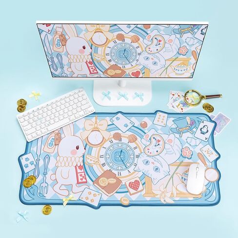 لوحة ماوس كرتونية لطيفة من YOCORE، مقاس 30 بوصة × 15.7 بوصة، قاعدة مكتب مطاطية كبيرة غير قابلة للانزلاق، لوحة ماوس للألعاب للكمبيوتر المحمول ولوحة مفاتيح للكمبيوتر المحمول مع حواف مخيطة للفتيات - بلاد العجائب السحرية in Kuwait