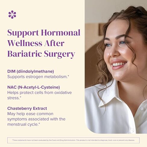 BariMelts Hormonal Balance+ with DIM, NAC & Chasteberry - 1 Month Supply (60 Caplets) - Post-Op Bariatric Supplement Supports Estrogen Metabolism and Hormonal Balance for Women in Kuwait