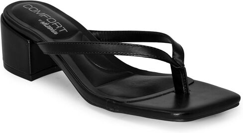 Wild Diva Women's MAJOR-01 Thong Flip Flop Low Chunky Block Heel Dress Sandals in Kuwait