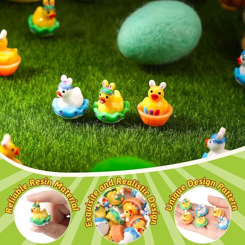48 Pcs Easter Mini Resin Ducks Mini Duck Figurines Miniature Easter Figurines for DIY Cake Decoration Ornaments Crafts Moss Landscape in Saudi Arabia