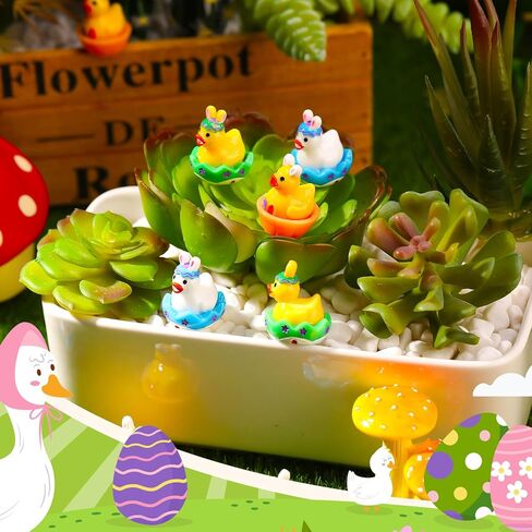 48 Pcs Easter Mini Resin Ducks Mini Duck Figurines Miniature Easter Figurines for DIY Cake Decoration Ornaments Crafts Moss Landscape in Saudi Arabia